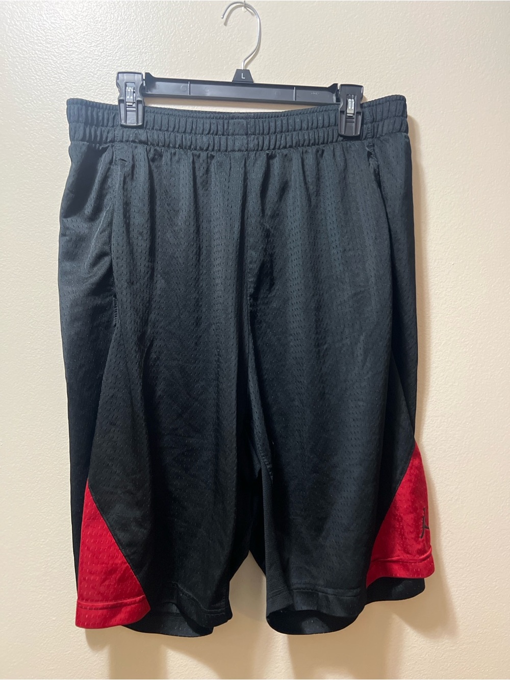 Air Jordan Black Athletic Shorts with Red Accents